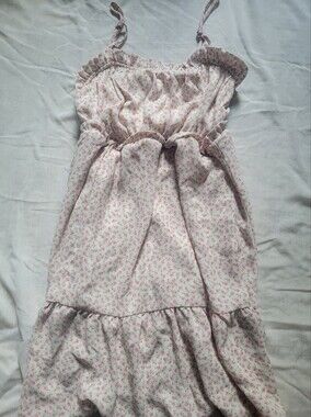 Girls Pink Floral Ruffled Sundress